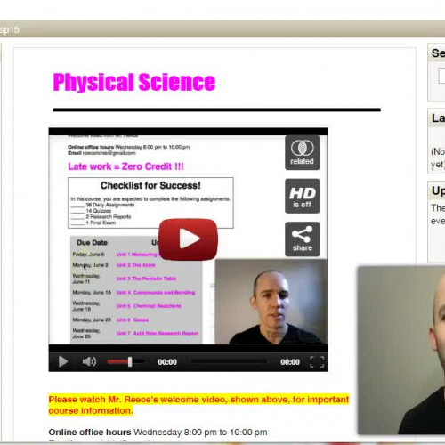 Online Physical Science Welcome Video Spring 2015