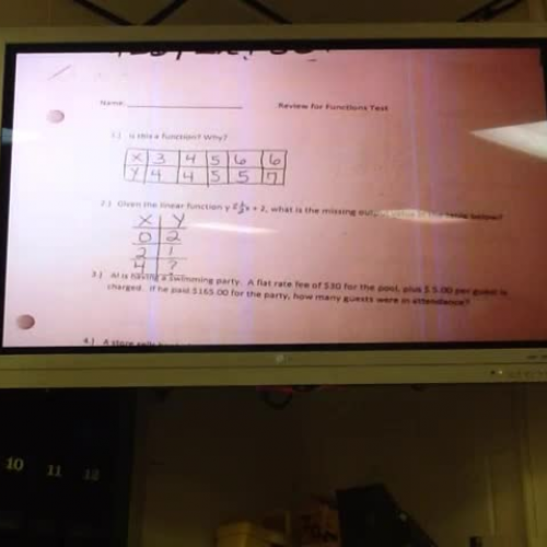 Review for test on Functions and Relations