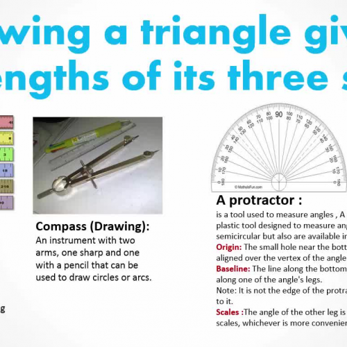 Drawing a triangle given the length of its three sides