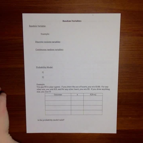 Random Variables Lesson 1 Part 1