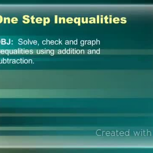 Solving One Step Inequalities