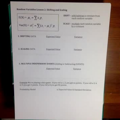 Random Variables Lesson 2 Part 1