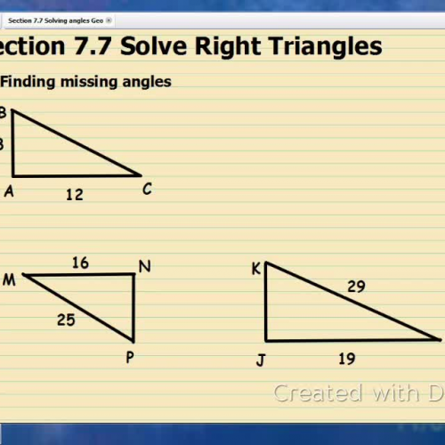 Solve Right Triangles (Sec 7.7)