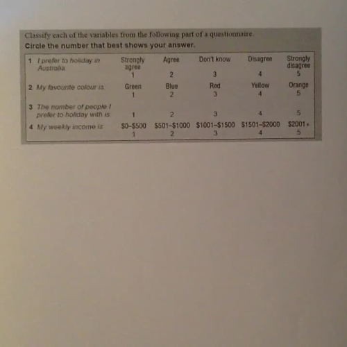 Classifying variables in questionnaires