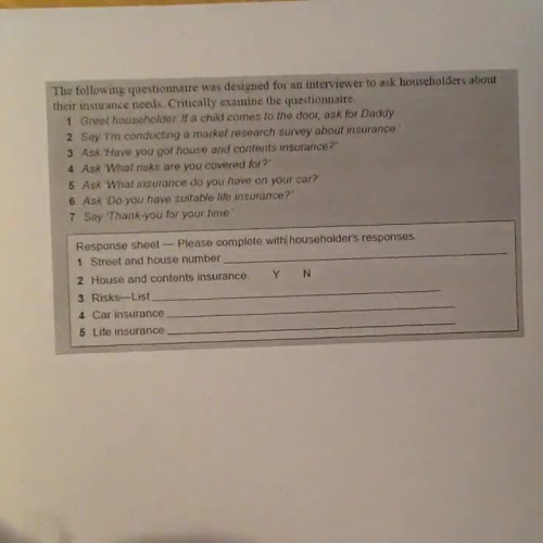 Critically examining a questionnaire