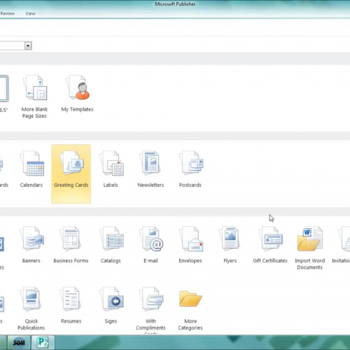 Pubulisher  2010 "To Select a Template"