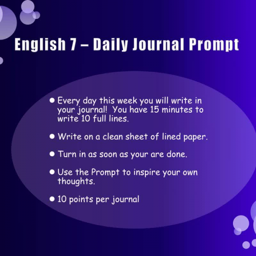 English 7 Journal Writing Introduction