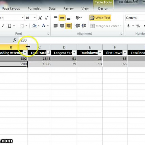 Excel NFL Data