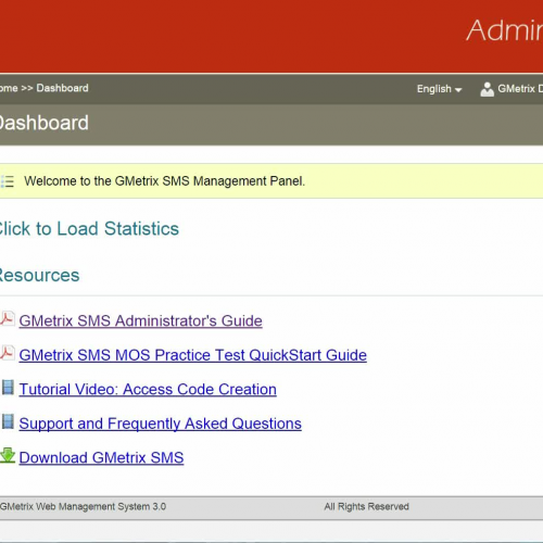 GMetrix Administration Panel Overview