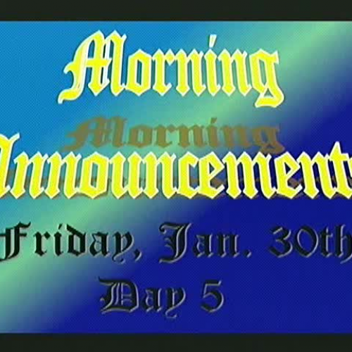 WJHS Morning Announcements for 1/30/15