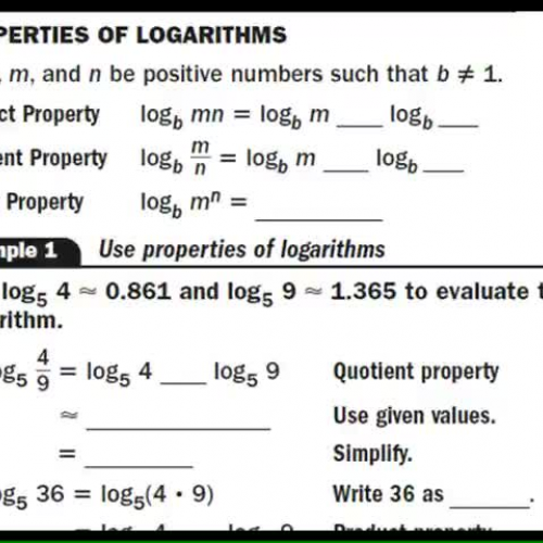 VIDEO 14- 7.5 Properties of Logarithms