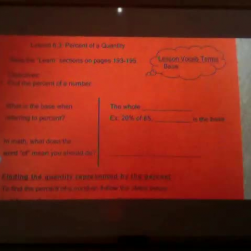 Lesson 6.3 Day #1 - Percent of a Whole