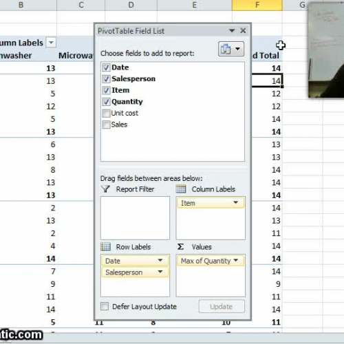 Creating a Pivot Table