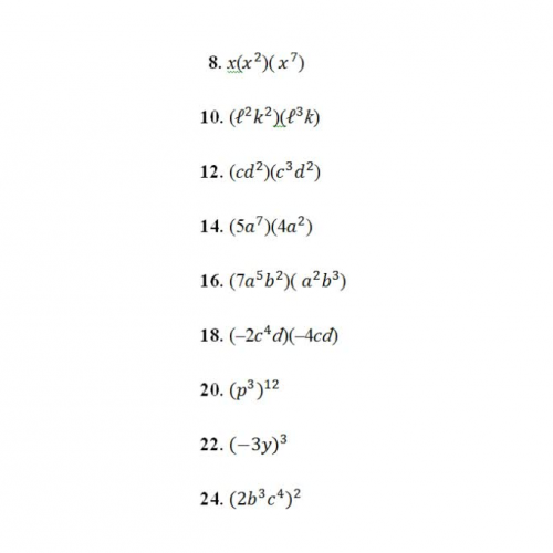 Multiplying with Exponents PRACTICE PROBLEMS