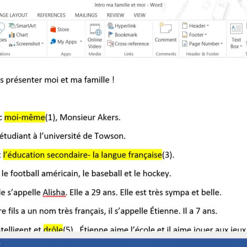French 2 Describing a family