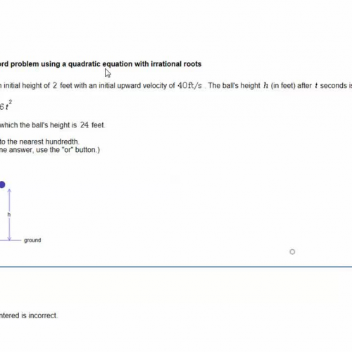 Solving a word problem using a quadratic equation with irrational roots