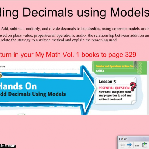 Adding decimals with models