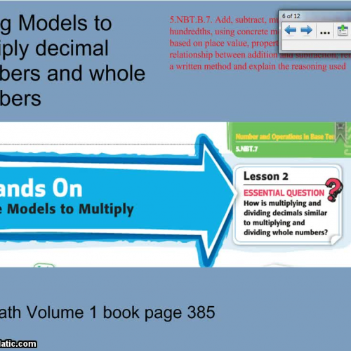 Models to Multiply decimal numbers and whole numbers