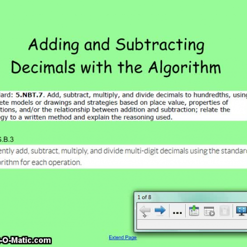 Adding Subtracting Decimals with the Algorithm GATE