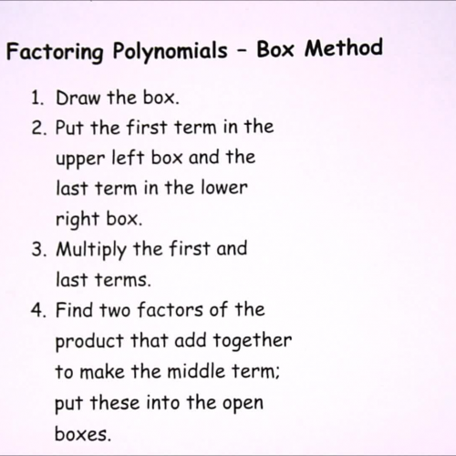Factoring Polynomials Using the Box Method