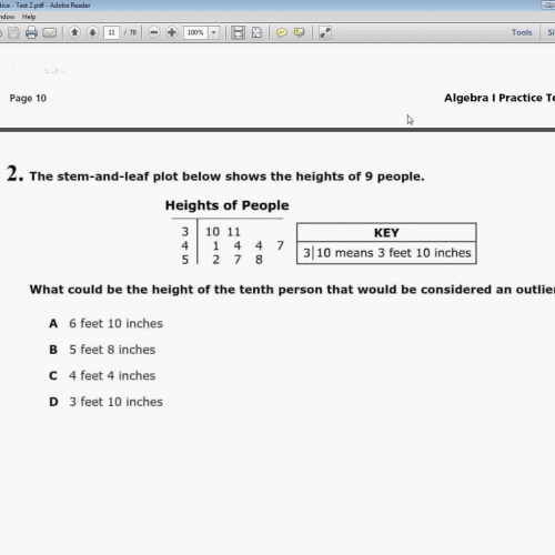 Question 2 - Tennessee EOC Practice Test 2 - Algebra  1 - ("New" Practice Test Question 2")