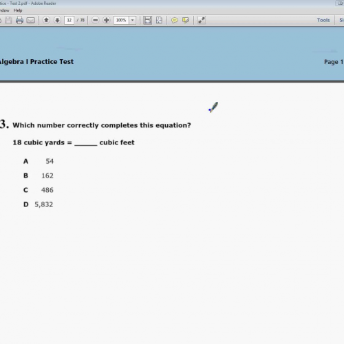 Question 3 - Tennessee EOC Practice Test 2 - Algebra  1 - ("New" Practice Test Question 3")