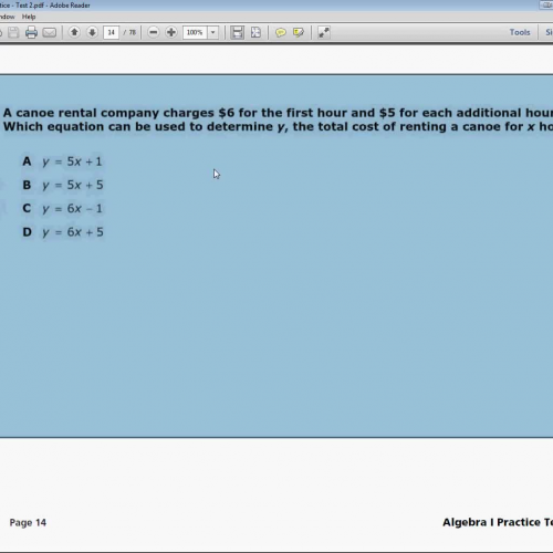 Question 5 - Tennessee EOC Practice Test 2 - Algebra 1 - ("New" Practice Test Question 5")
