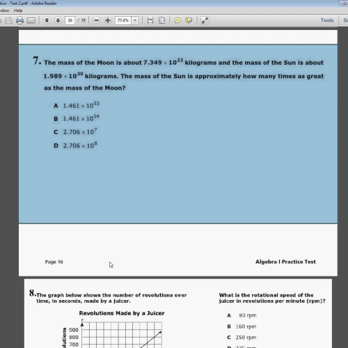 Question 7 - Tennessee EOC Practice Test 2 - Algebra 1 - ("New" Practice Test Question 7")
