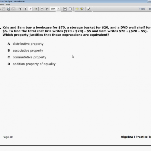 Question 11- Tennessee EOC Practice Test 2 - Algebra 1 - ("New" Practice Test Question 11")