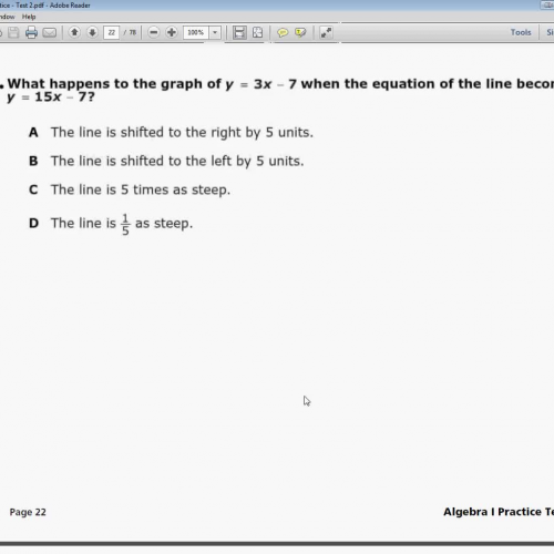 **Question 13 (OLD)- Tennessee EOC Practice Test 2 - Algebra 1 - (Not on "New" Practice Test)
