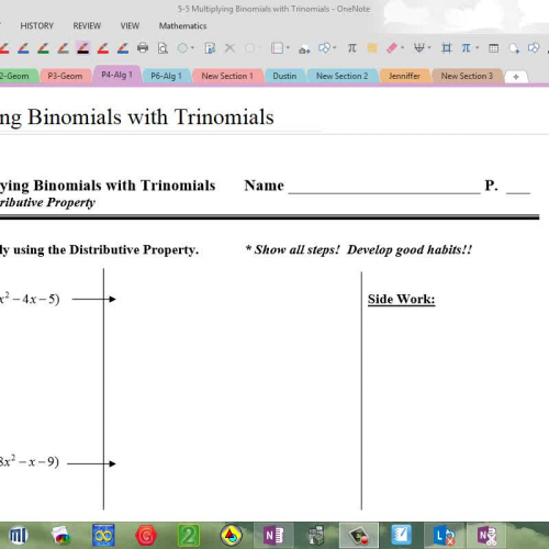 Multiplying binomials and trinomials