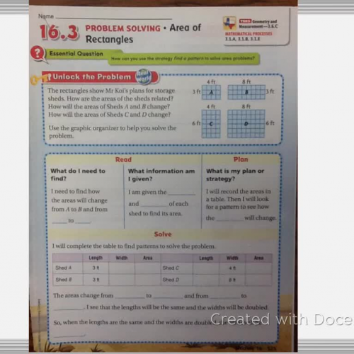 16.3 Problem Solving-Area of Rectangles