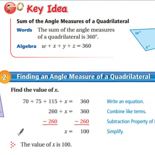 Finding the angle measure of a quadrilateral