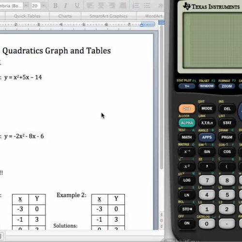 Quadratics Graph and Tables