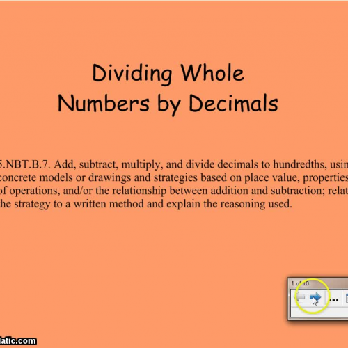 Dividing Whole numbers by decimals using models