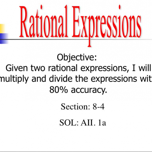Multiplying and Dividing Rational Expression