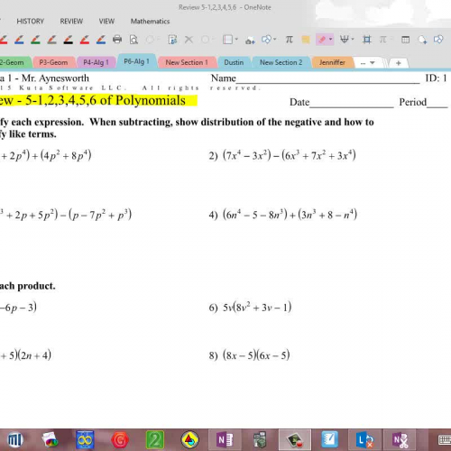 Review of Polynomials 