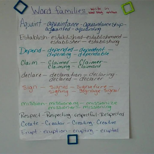 Mon. 3-9 Word Families