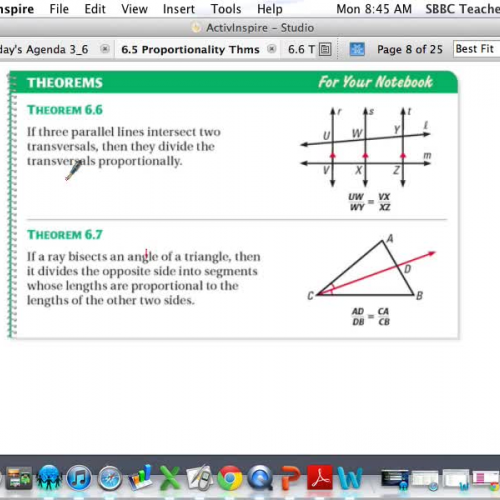 6.5 Part 2 Proportions with Parallel Lines and angle bisectors