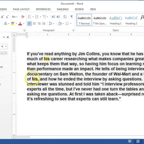 Finding words in Microsoft Word