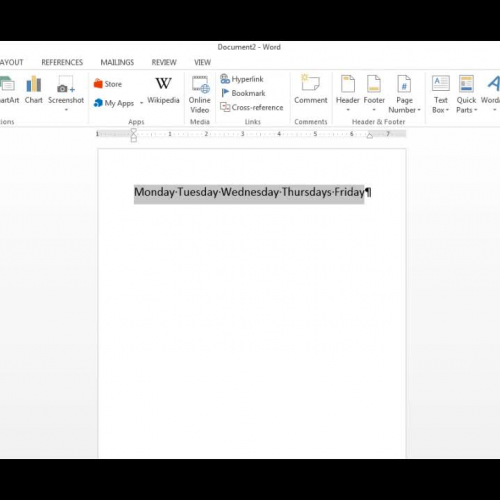 word 2013 converting text to tables