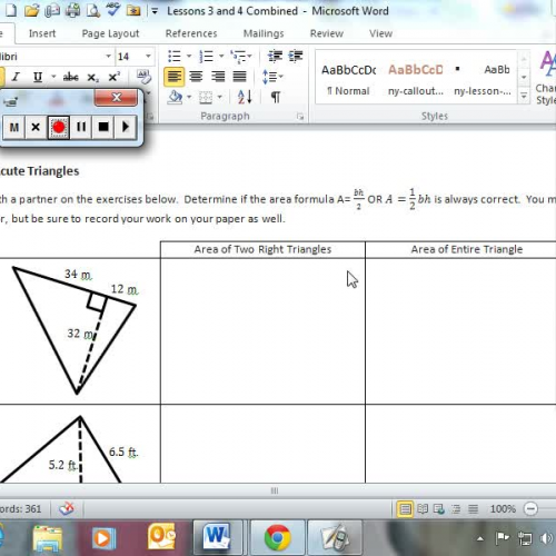 Engage NY Module 5, Lessons 3 and 4 Combined: Area of Acute and Obtuse Triangles