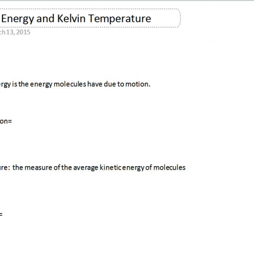Kinetic Energy and Temp converstions