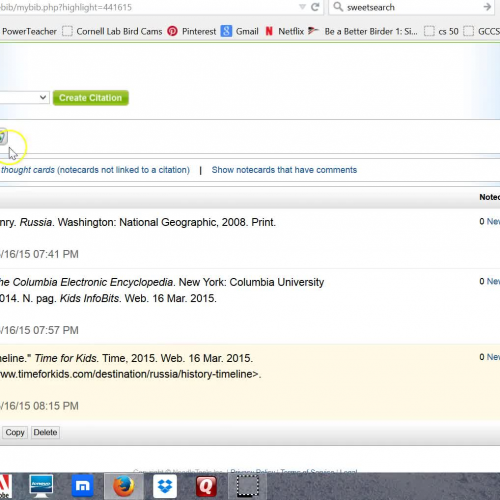 Citing a website in Noodle Tools