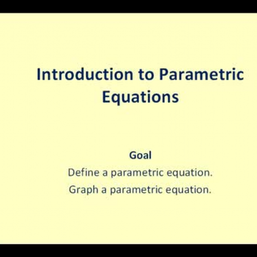 James Sousa: Introduction to Parametric Equations 