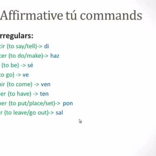 Affirmative Tú Command Grammar Lesson