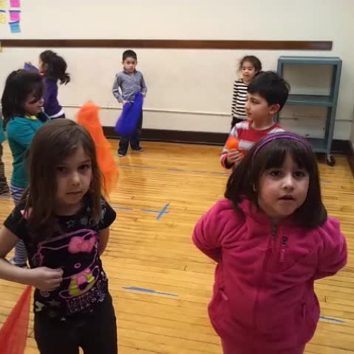 Kindergarten does a free dance using dynamics