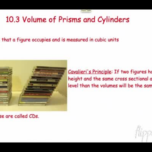 Geo 10.3 Volume of Prisms and Cylinders