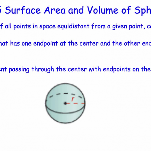 Geo 10.5 Surface Area and Volume of Spheres