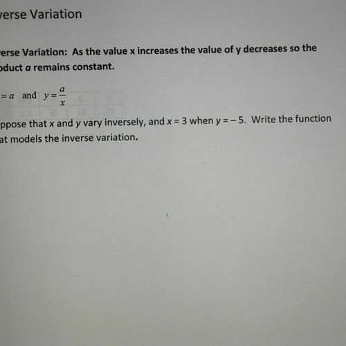 Inverse Variation Ex 2